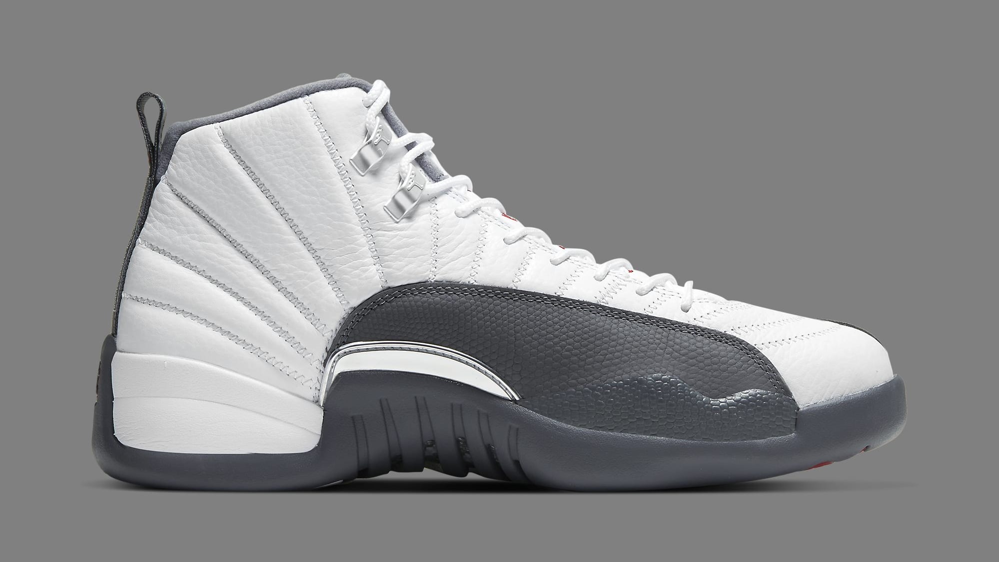 jordan 12 grey and white and red