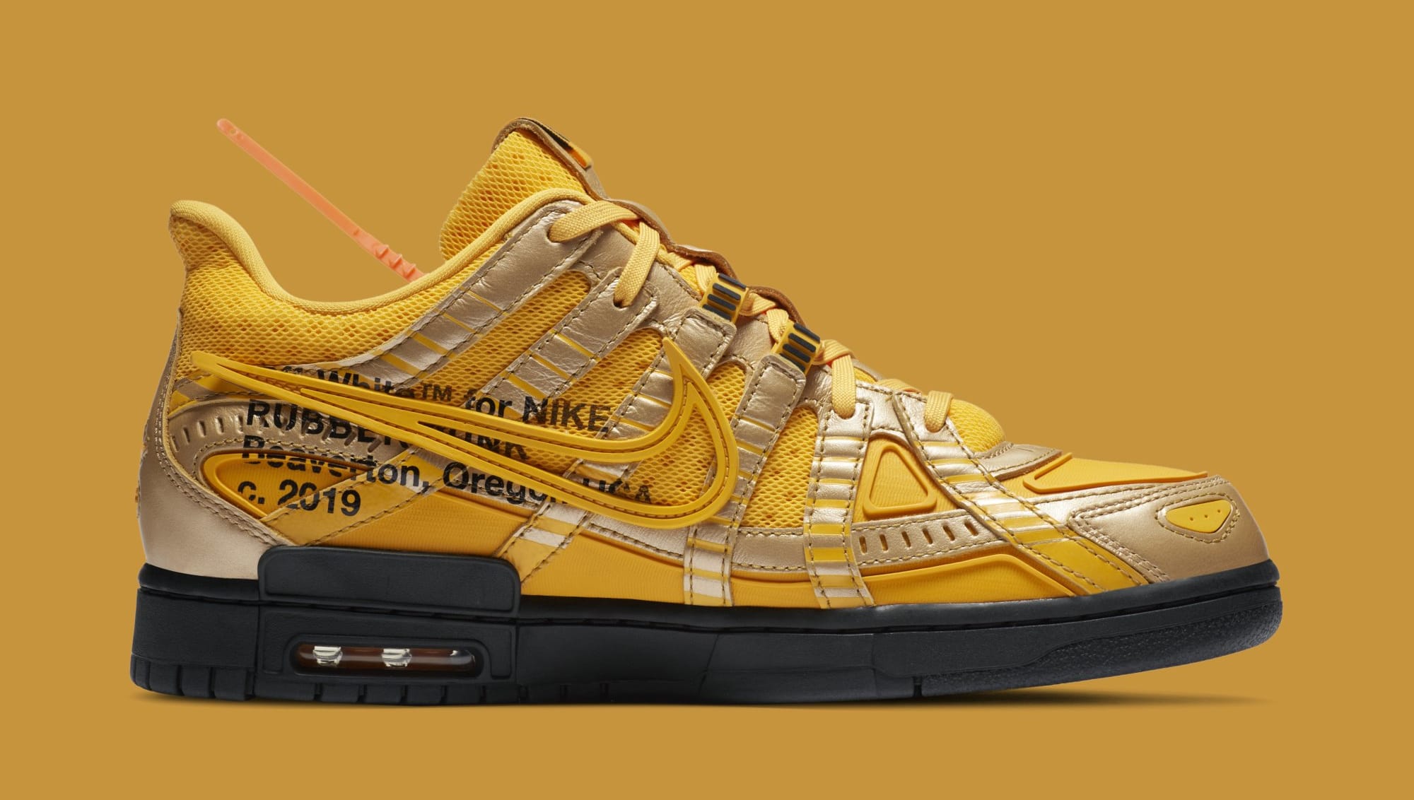 Off-White x Nike Air Rubber Dunk 'University Gold' CU6015-700 Medial