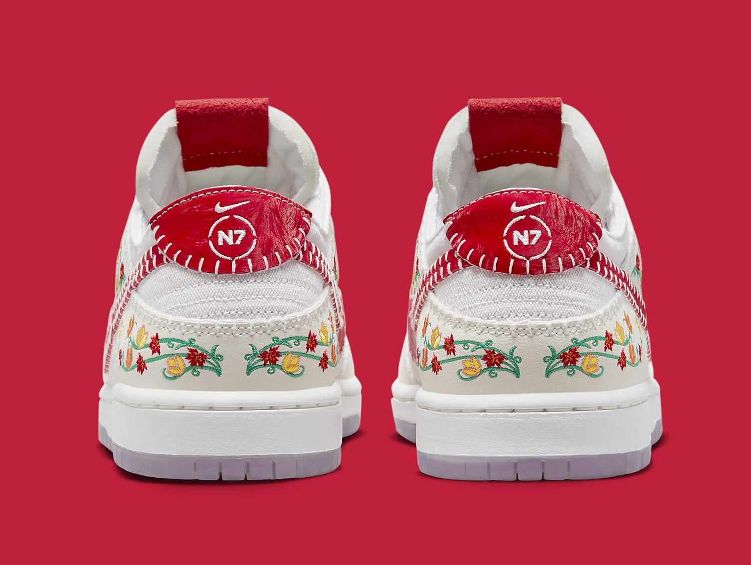 N7 x Nike Dunk Low 'University Red' FD6951 700 Heel