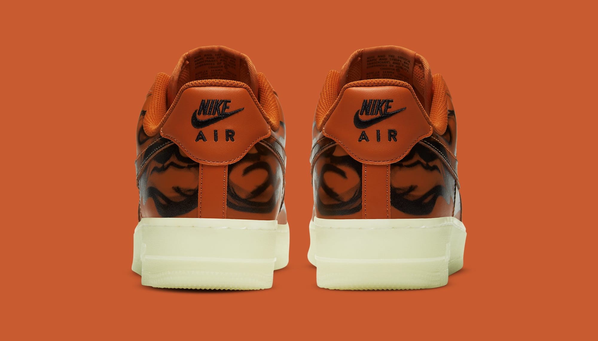 Nike Air Force 1 Low Skeleton 'Orange' CU8067-800 Heel