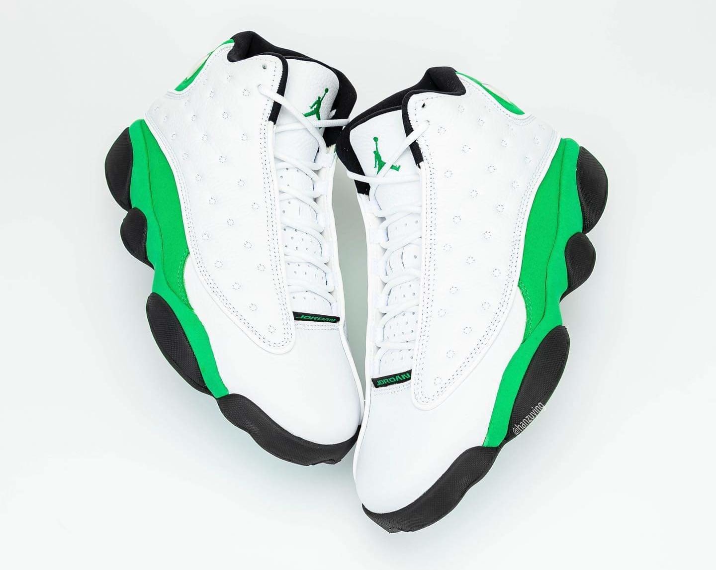 green and white jordan 13s