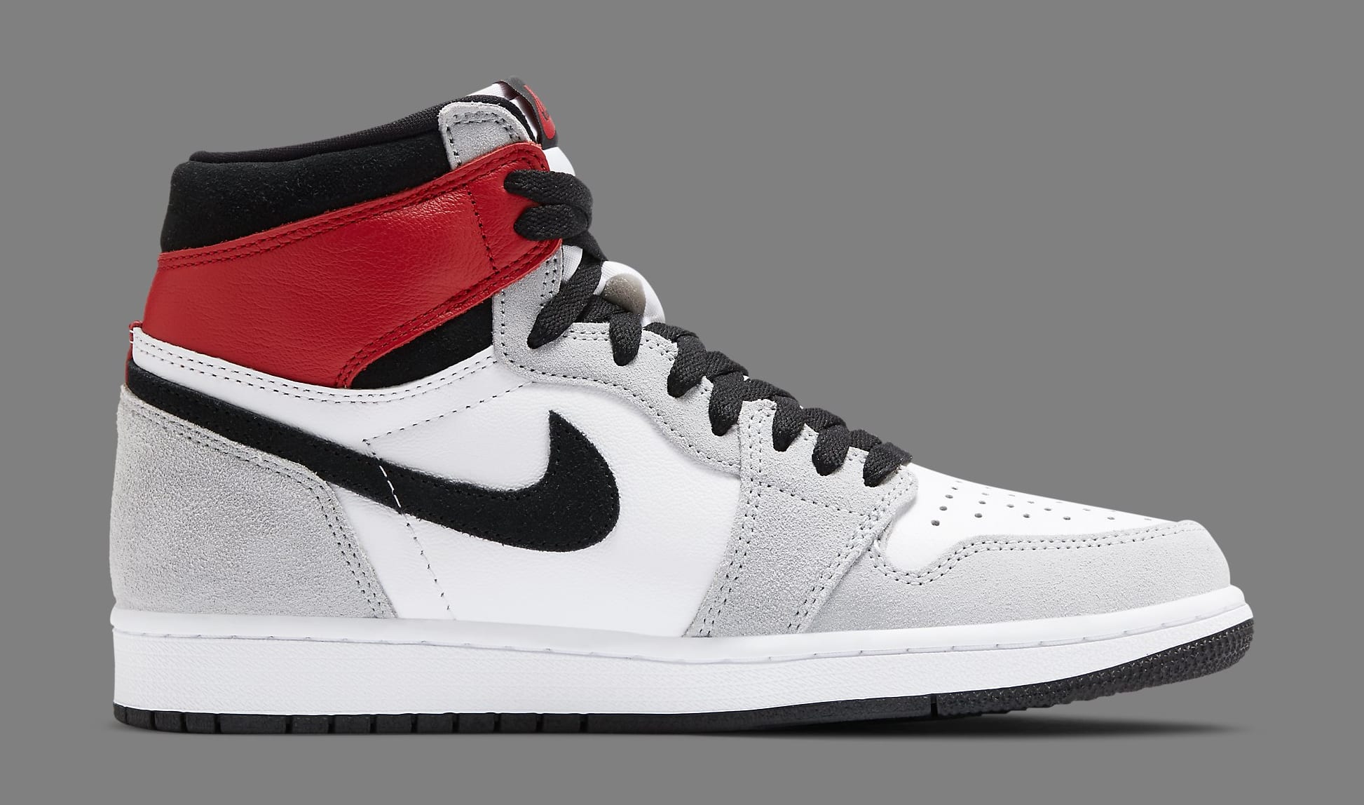 grey white and red jordan 1