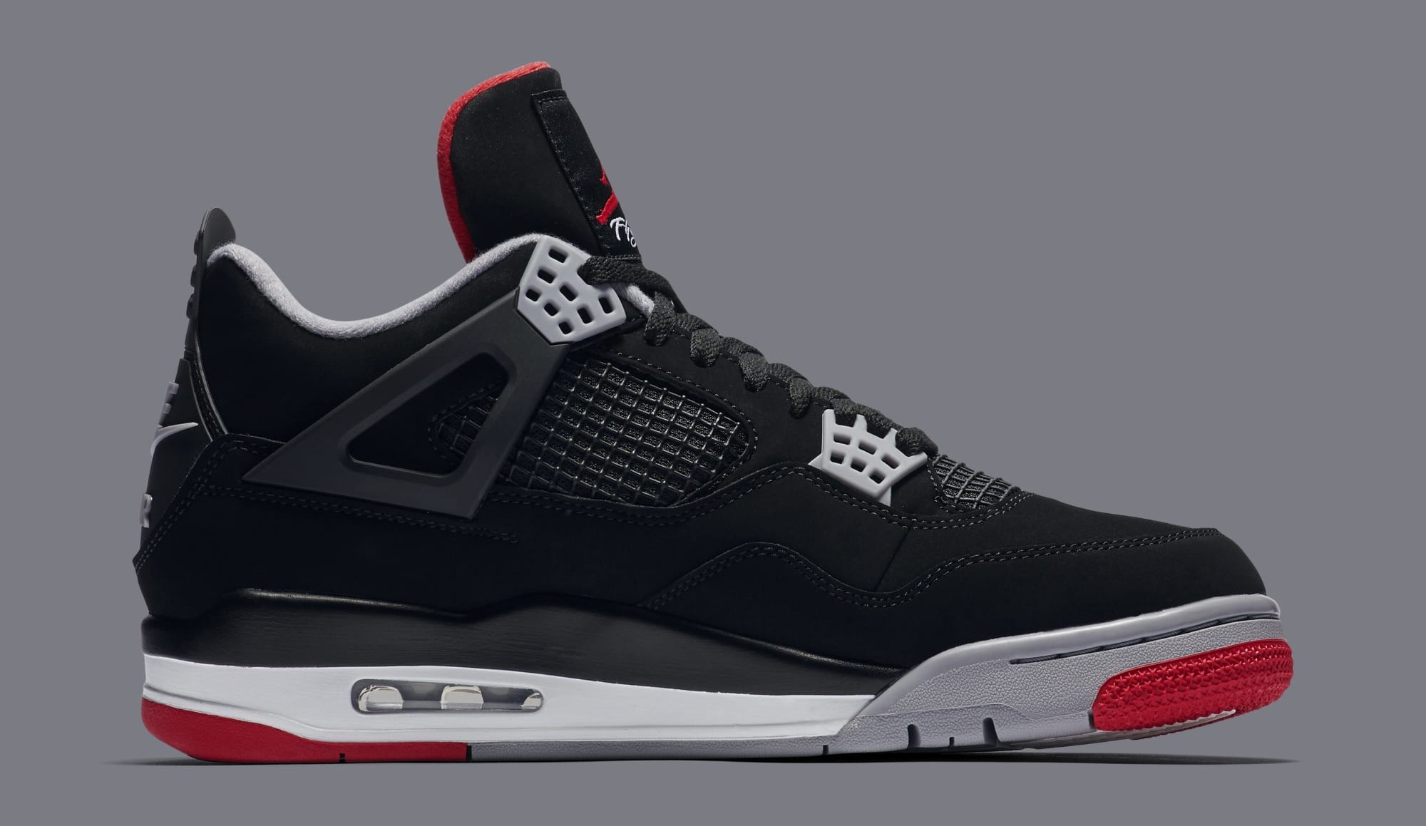 black grey and red jordan 4