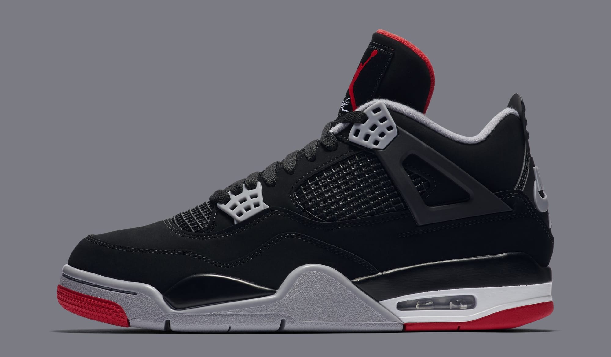 black grey and red jordan 4