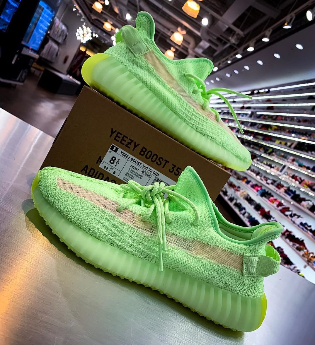 glow in the dark yeezy on feet