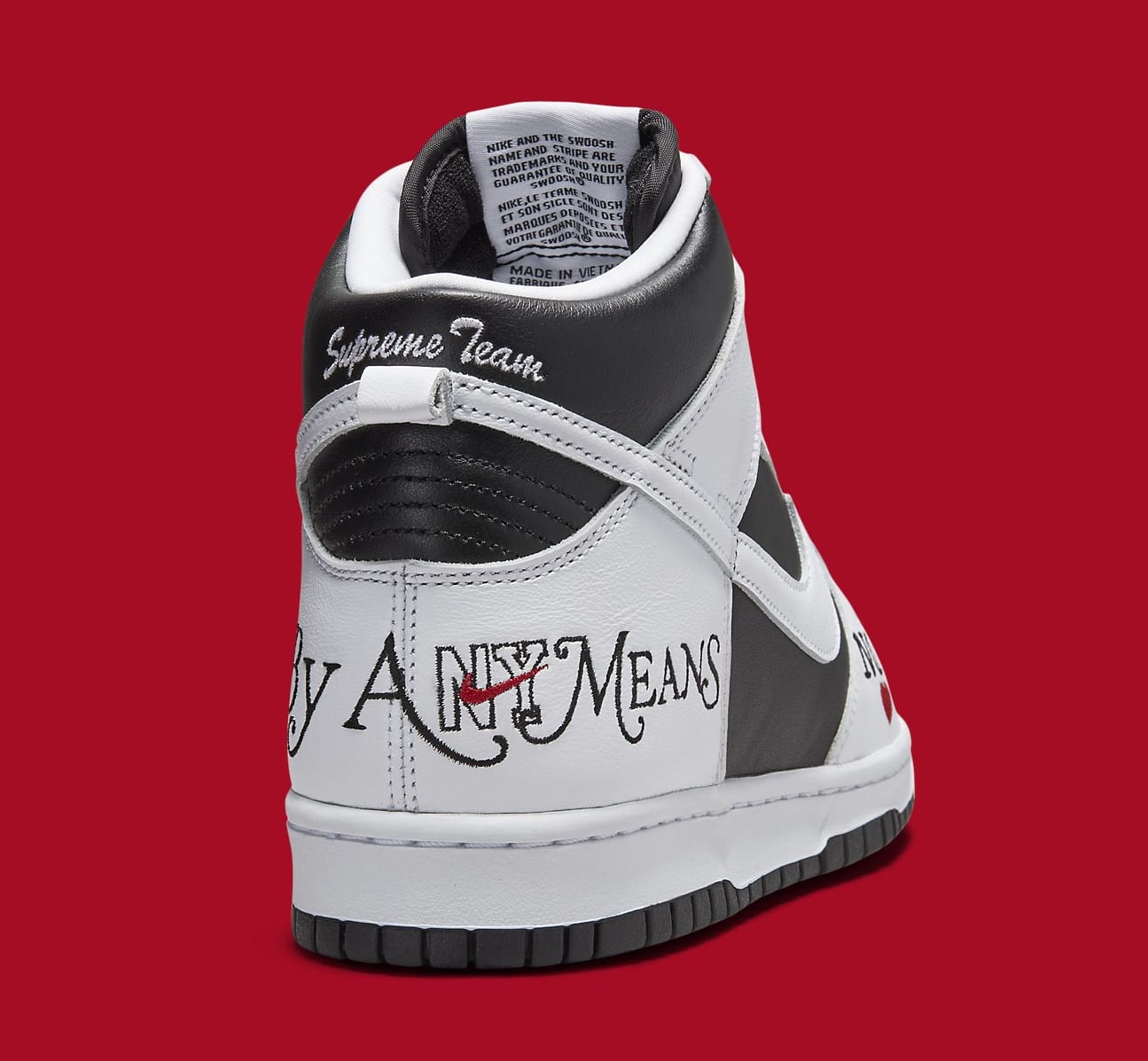 Supreme x Nike SB Dunk High White/Black DN3741-002 Heel