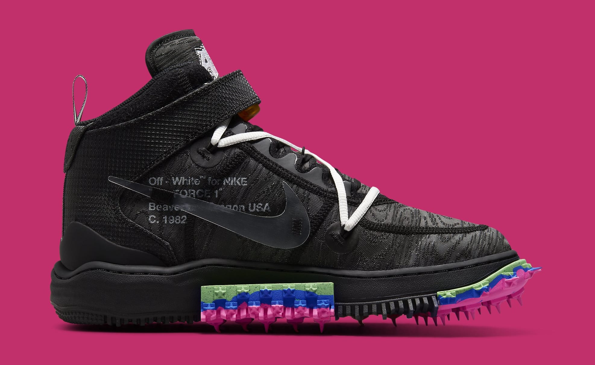 Off-White x Nike Air Force 1 Mid 'Black' DO6290 001 Medial