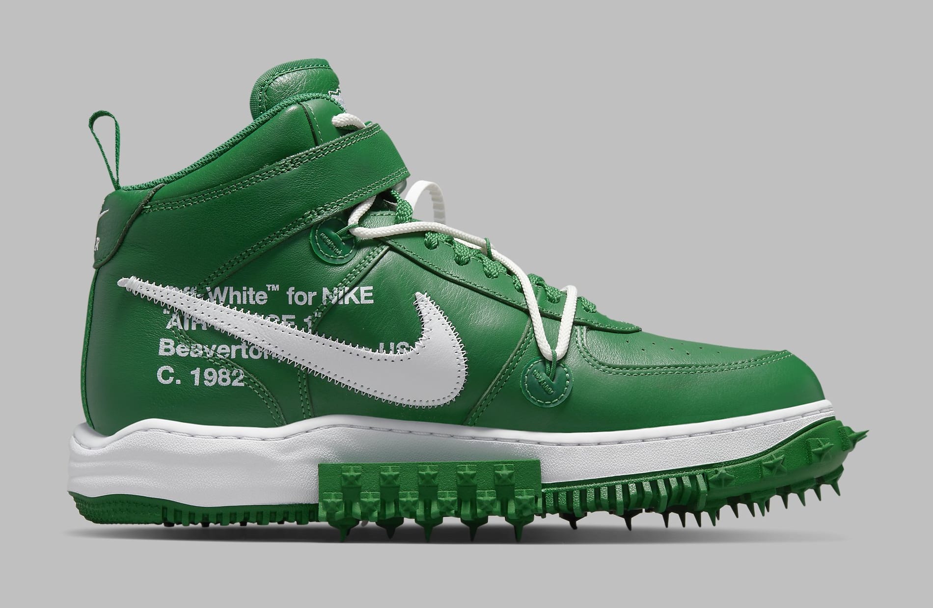 Off-White x Nike Air Force 1 Mid 'Pine Green' DR0500 300 Medial