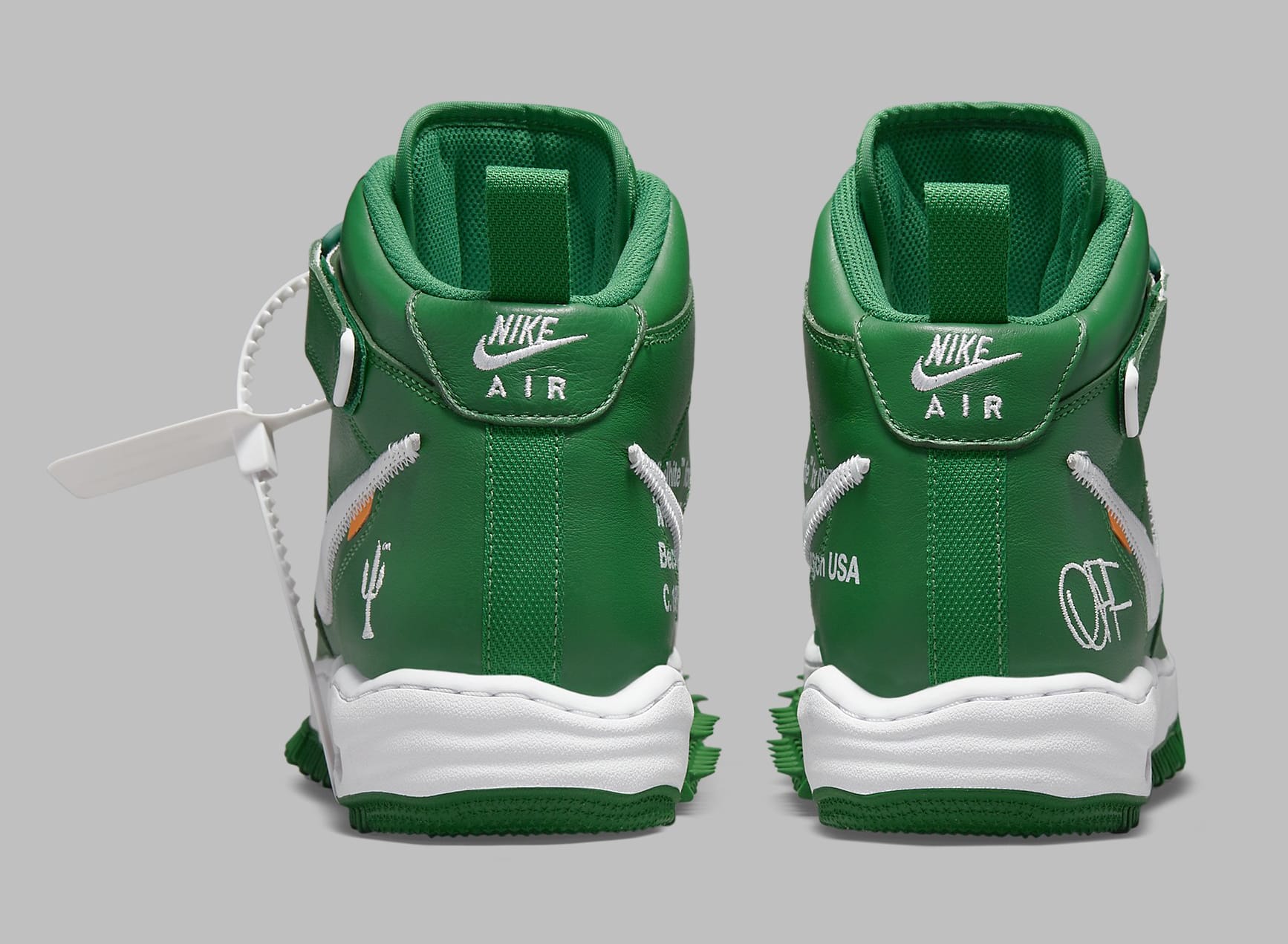 Off-White x Nike Air Force 1 Mid 'Pine Green' DR0500 300 Heel