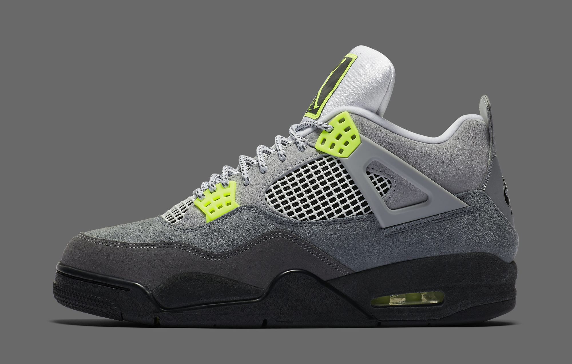 grey and neon green jordans