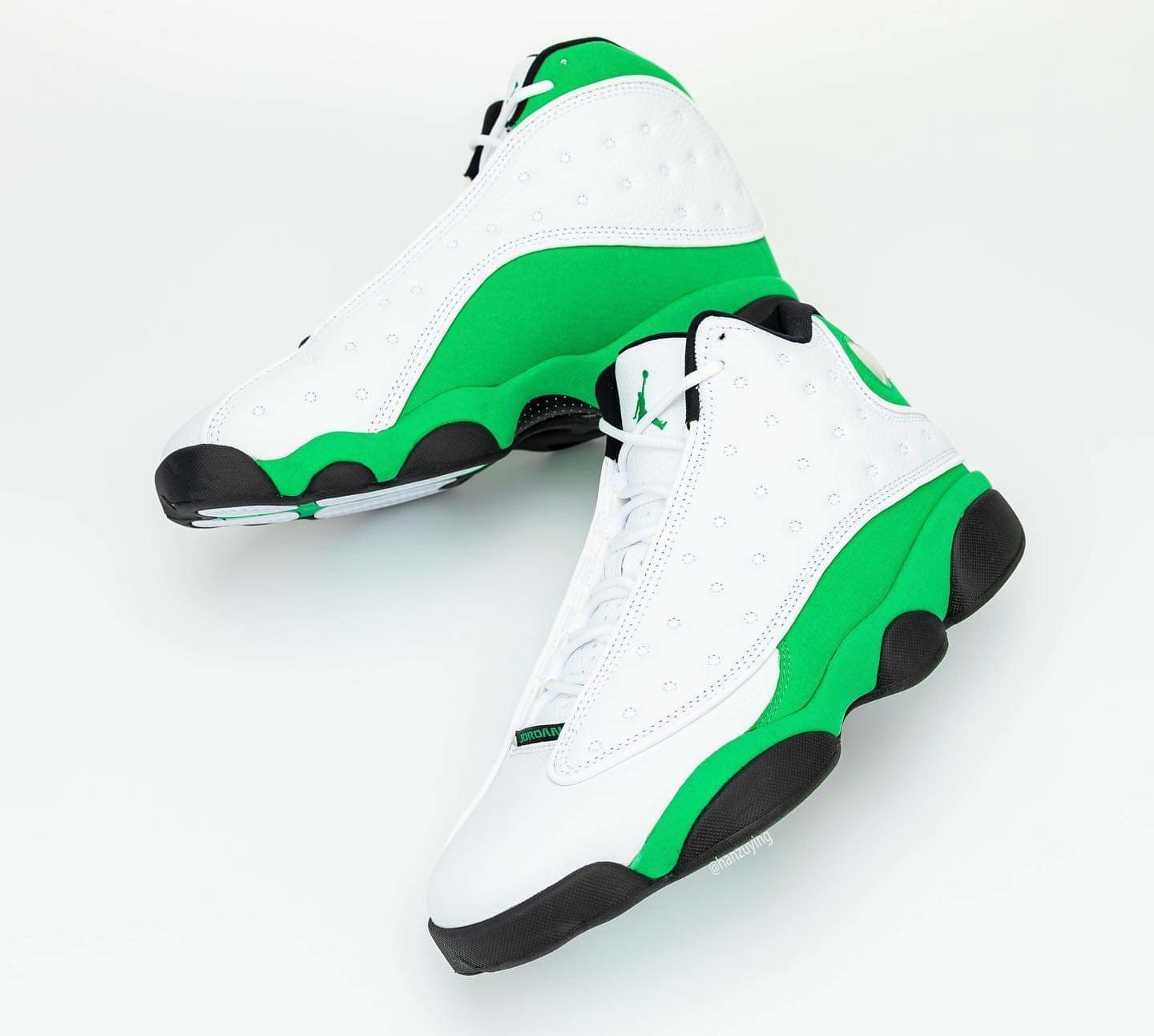green and white jordan 13