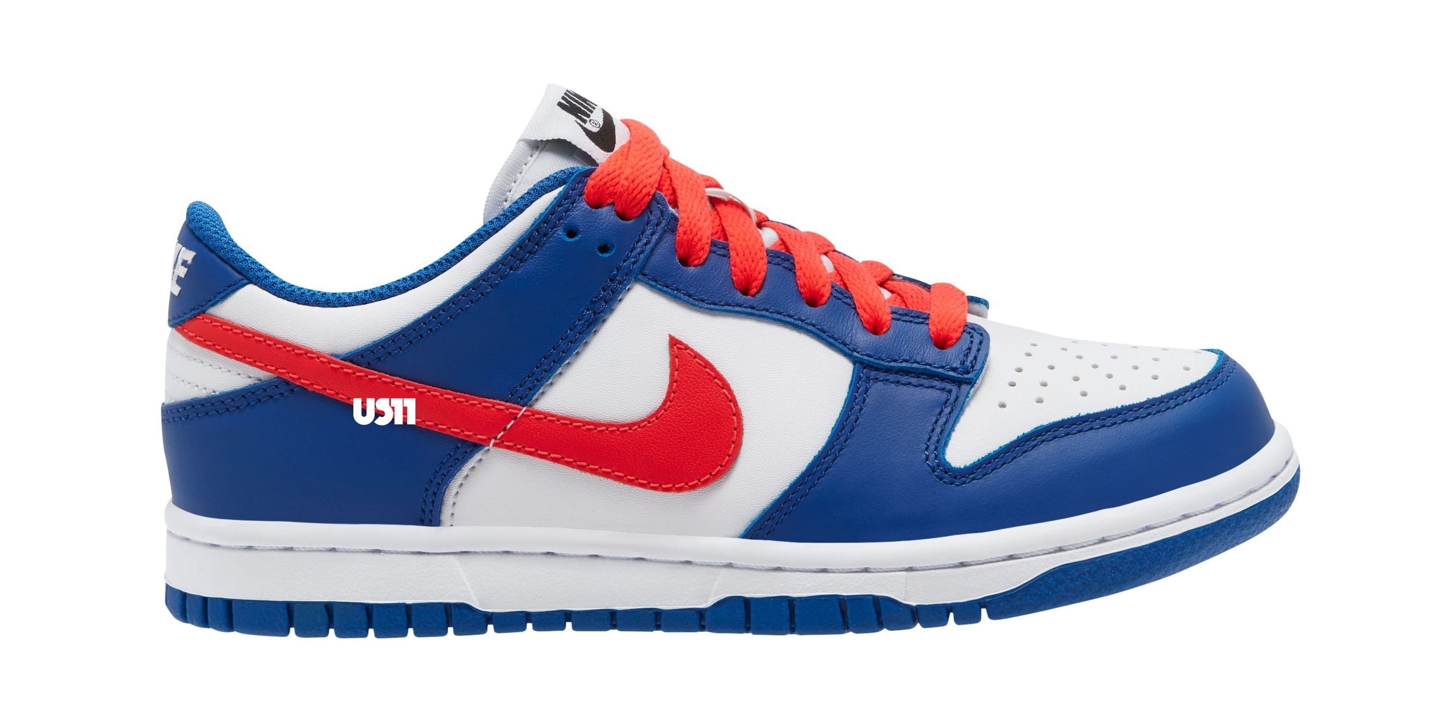 red white and blue nike dunks