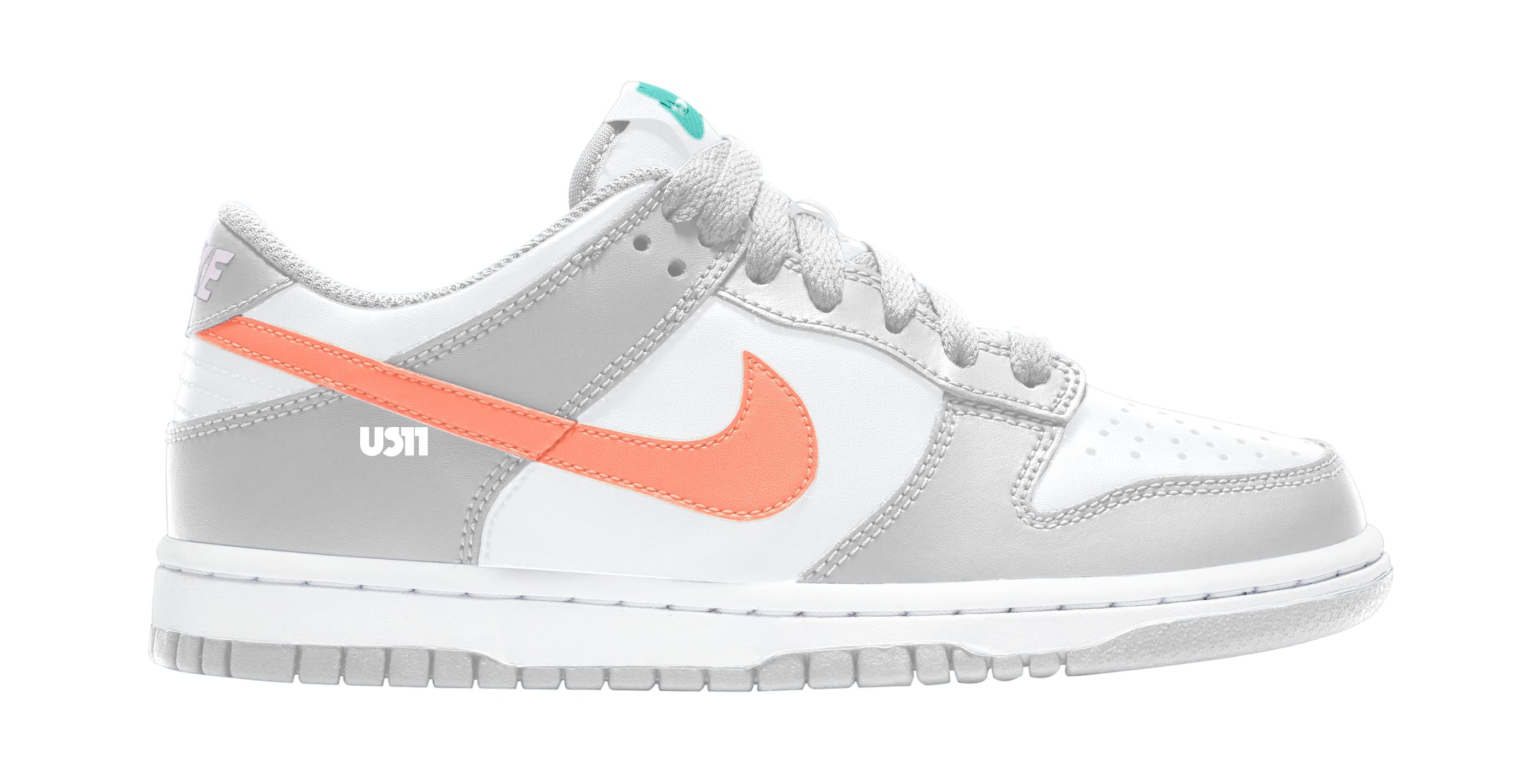 Nike Dunk Low GS White/Grey/Orange Lateral