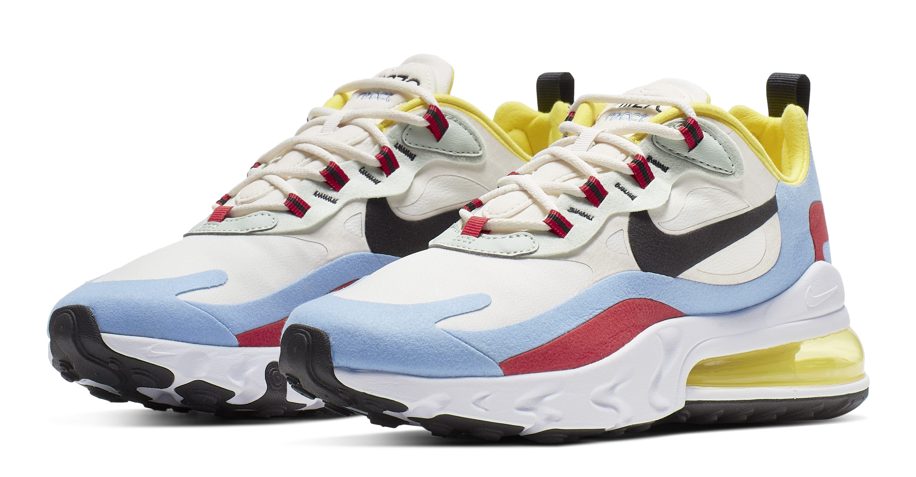 air max 270 react sneaker in yellow light blue red & black