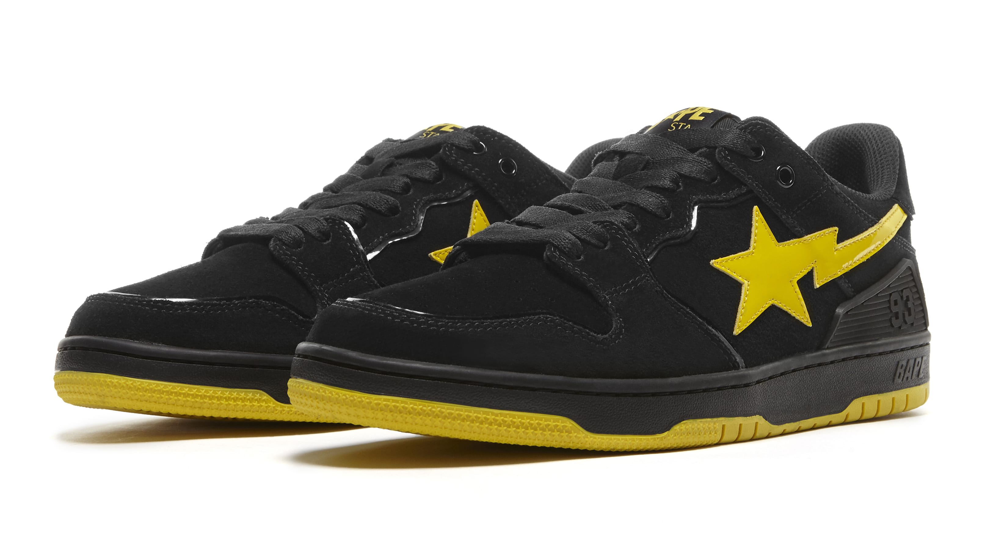 Bape Sk8 Sta Black and Electric Yellow Pair