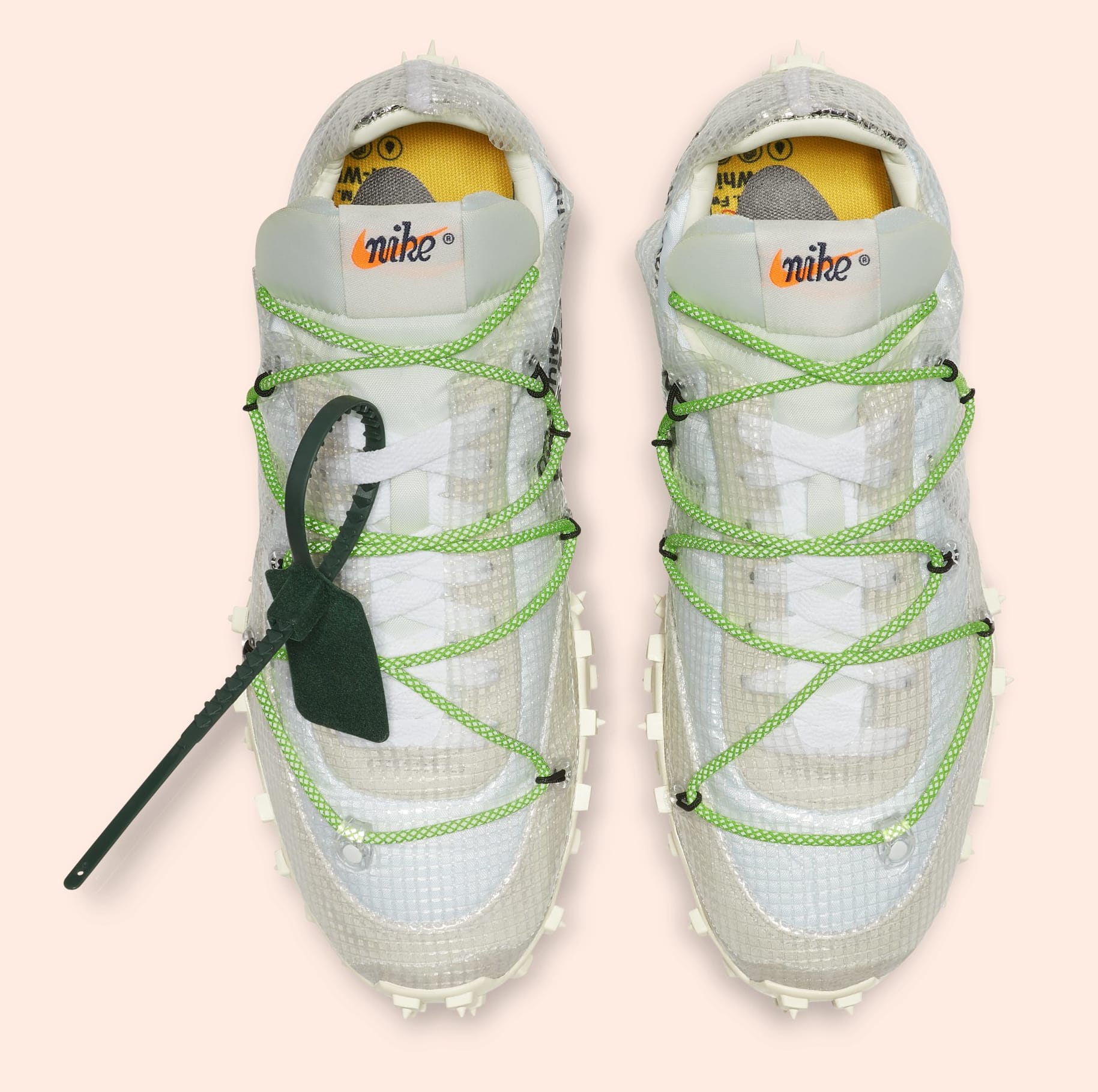 off white waffle racer electric green