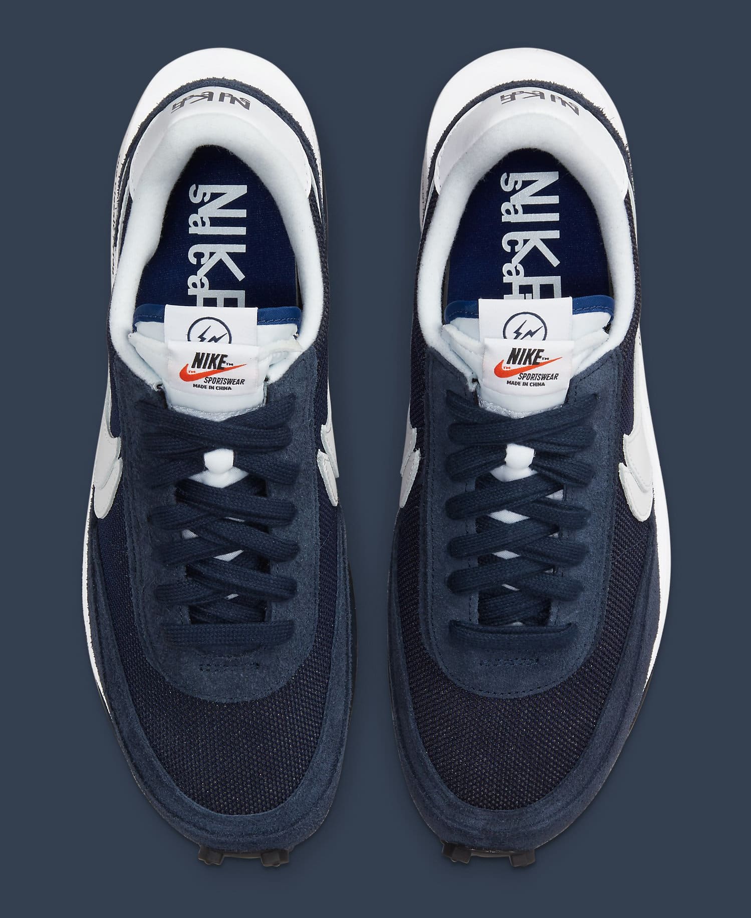 fragment x sacai x nike ldwaffle blackened blue mens