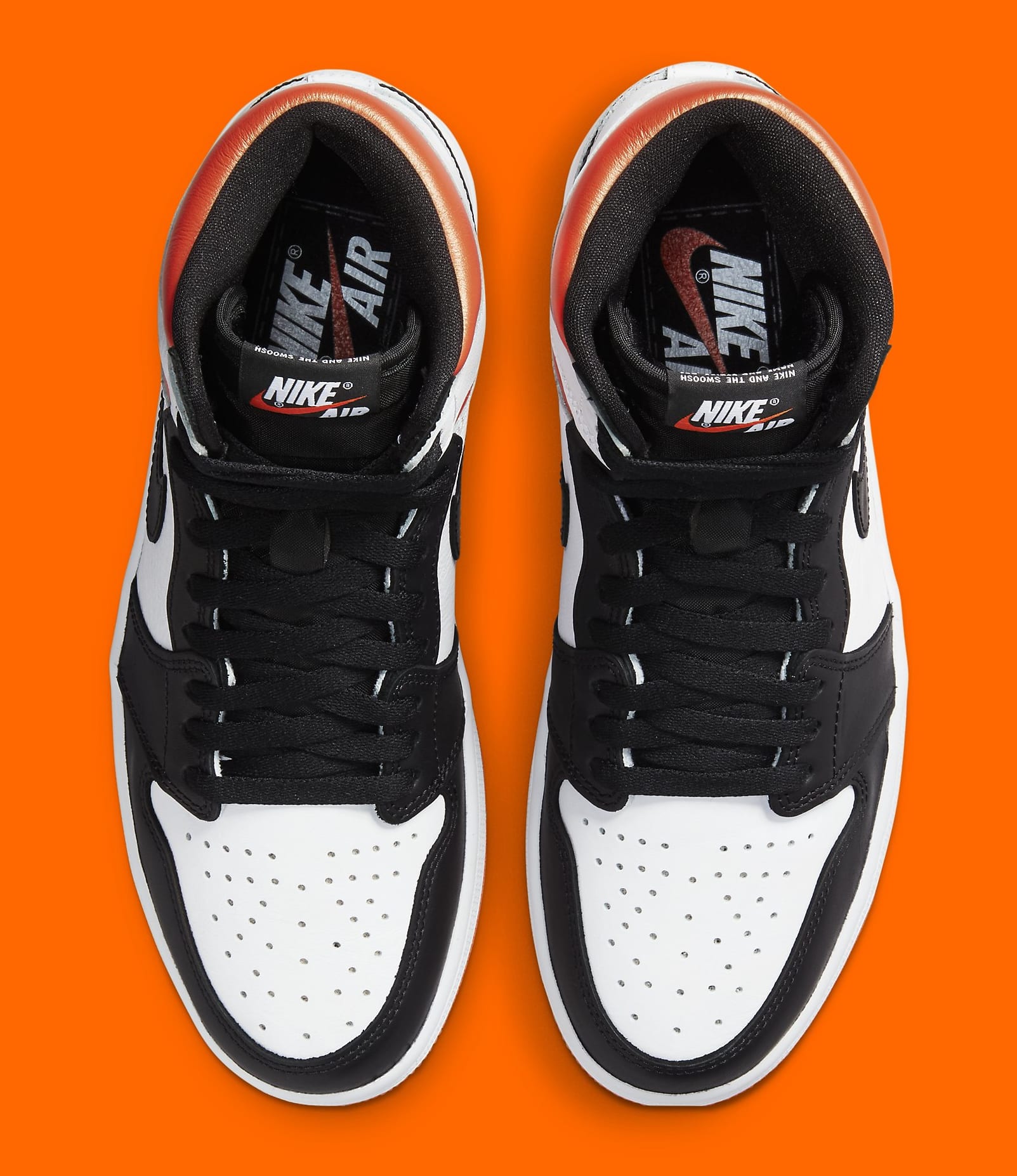 black and white and orange jordan 1