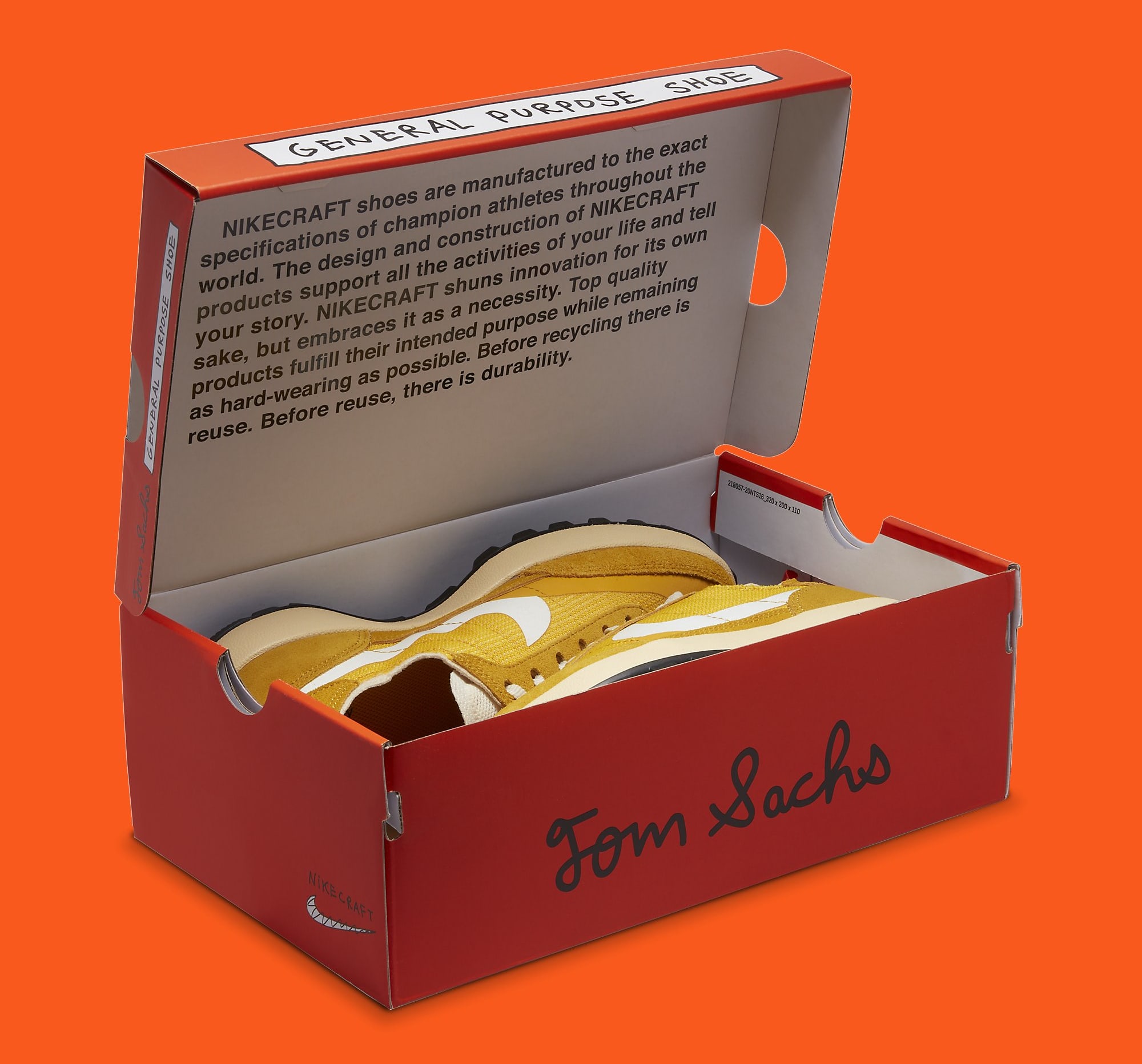 Tom Sachs x Nike General Purpose Shoe 'Dark Sulfur' DA6672 700 Box