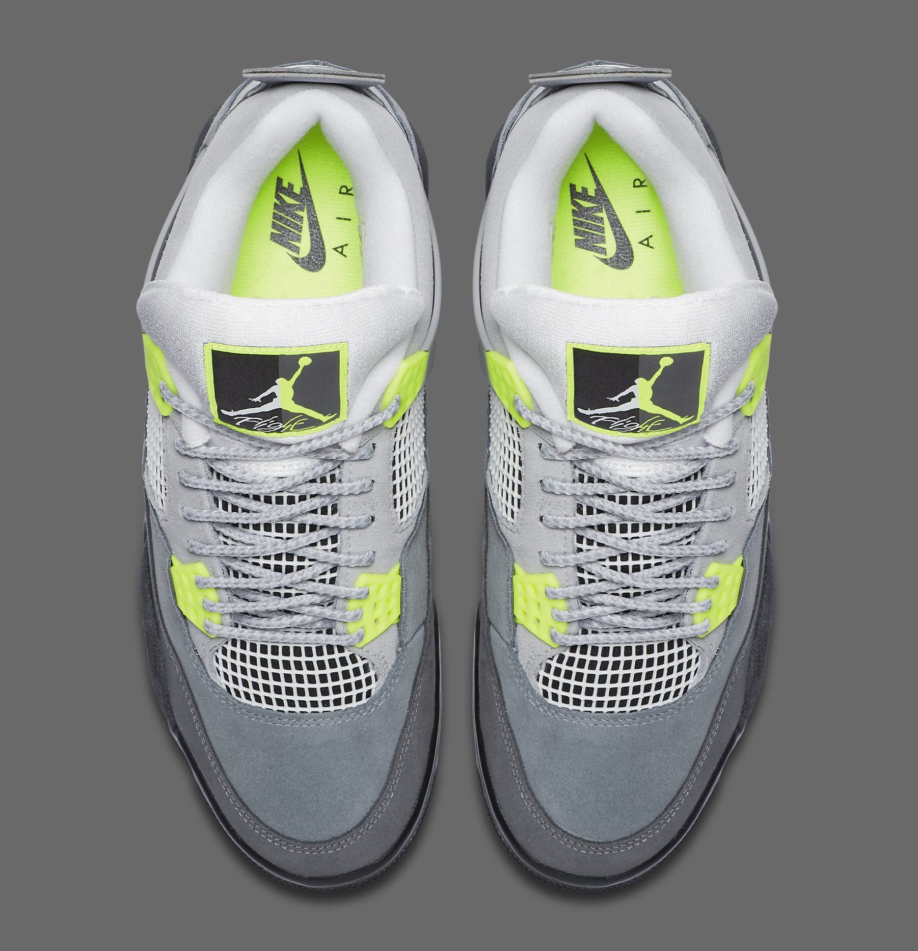 grey and lime green jordan 4s