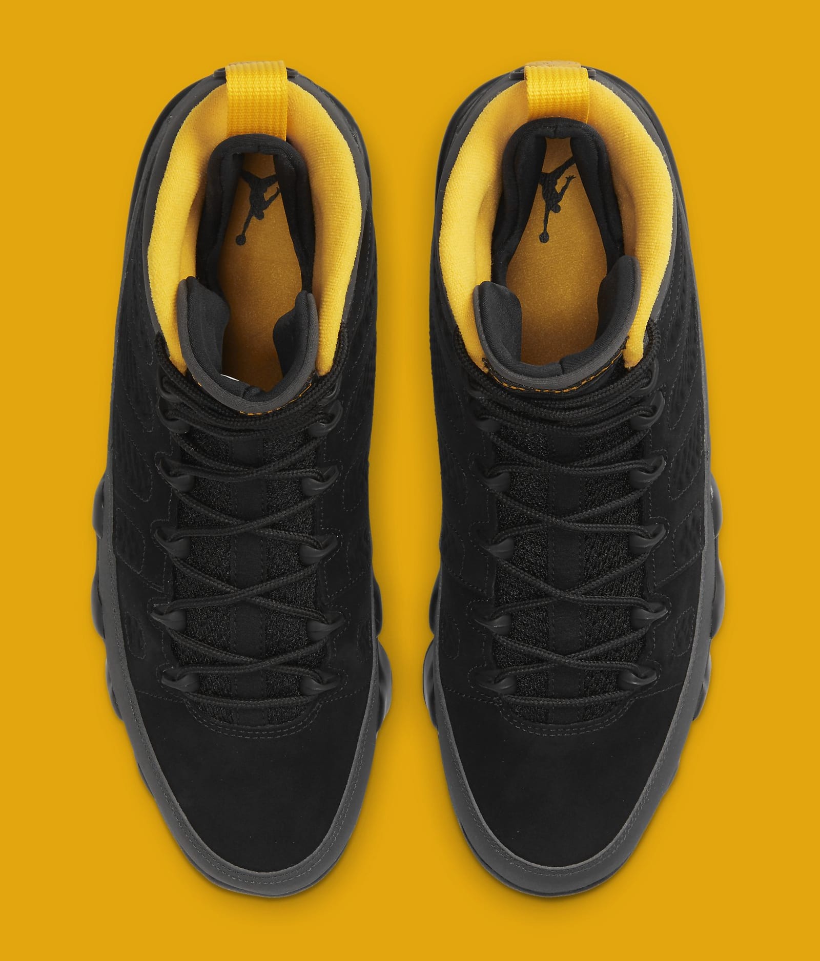 black and yellow jordan 9s