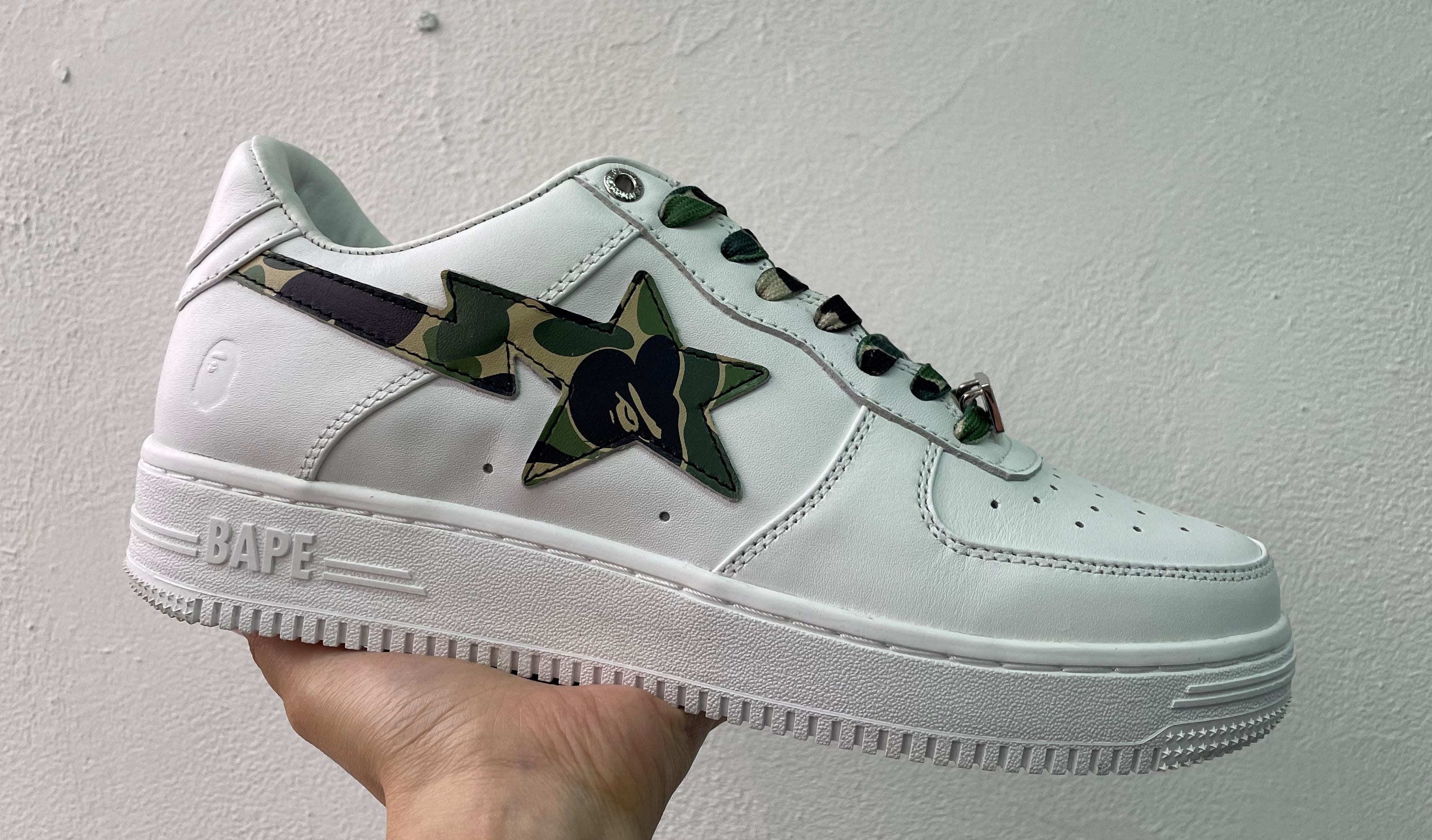 Bape Bape Sta White Green Camo Lateral