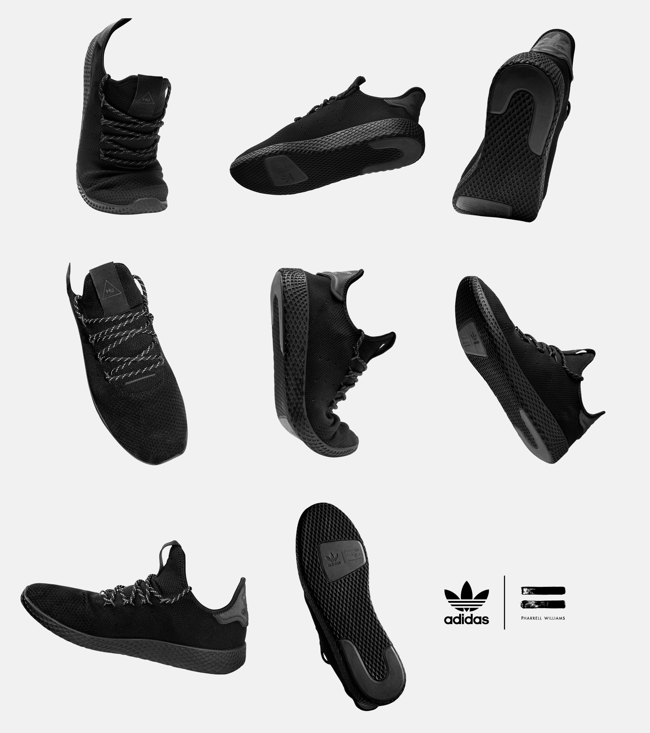 Pharrell x Adidas Tennis Hu 'Triple Black' Release