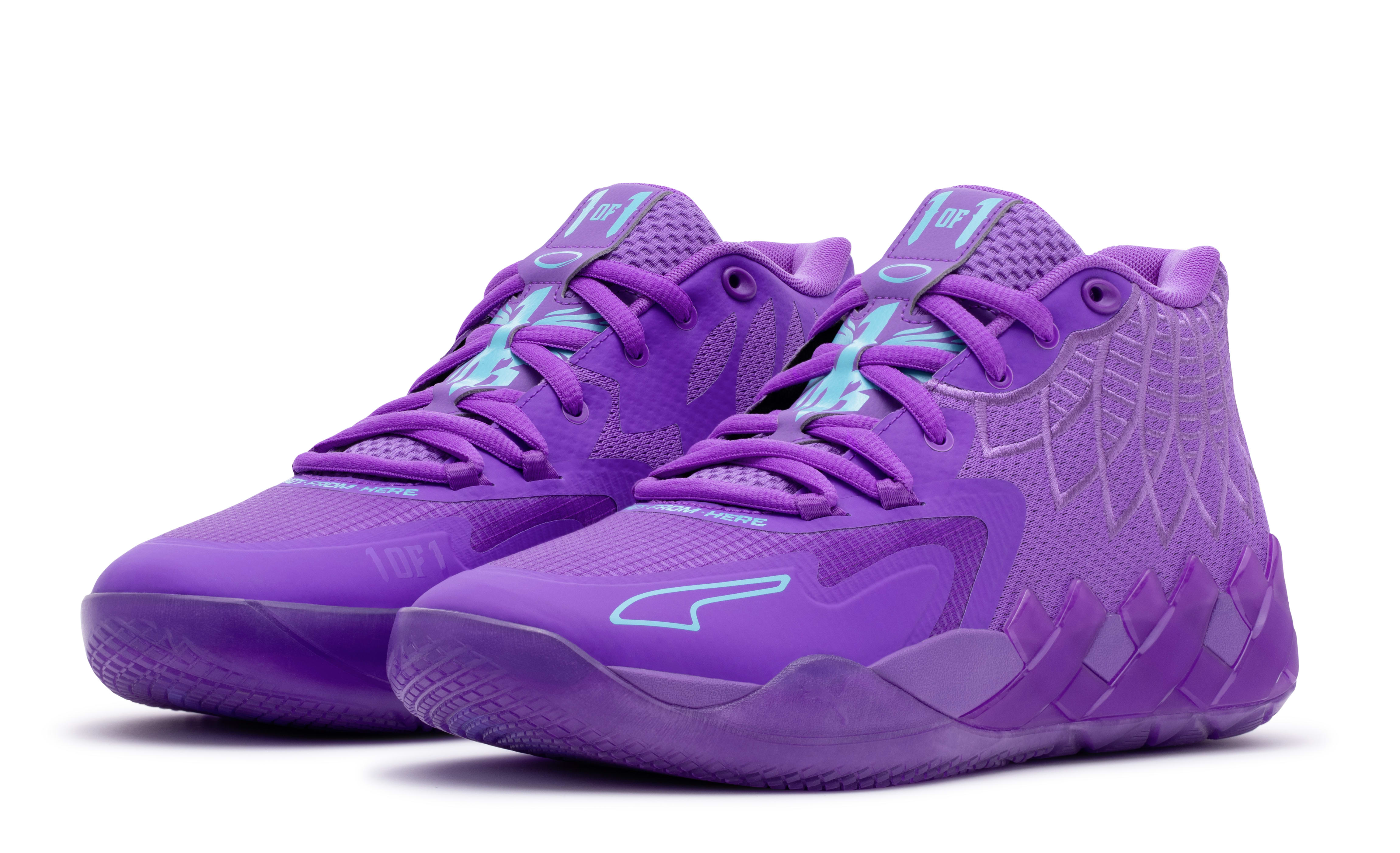 Purple puma basketball shoes