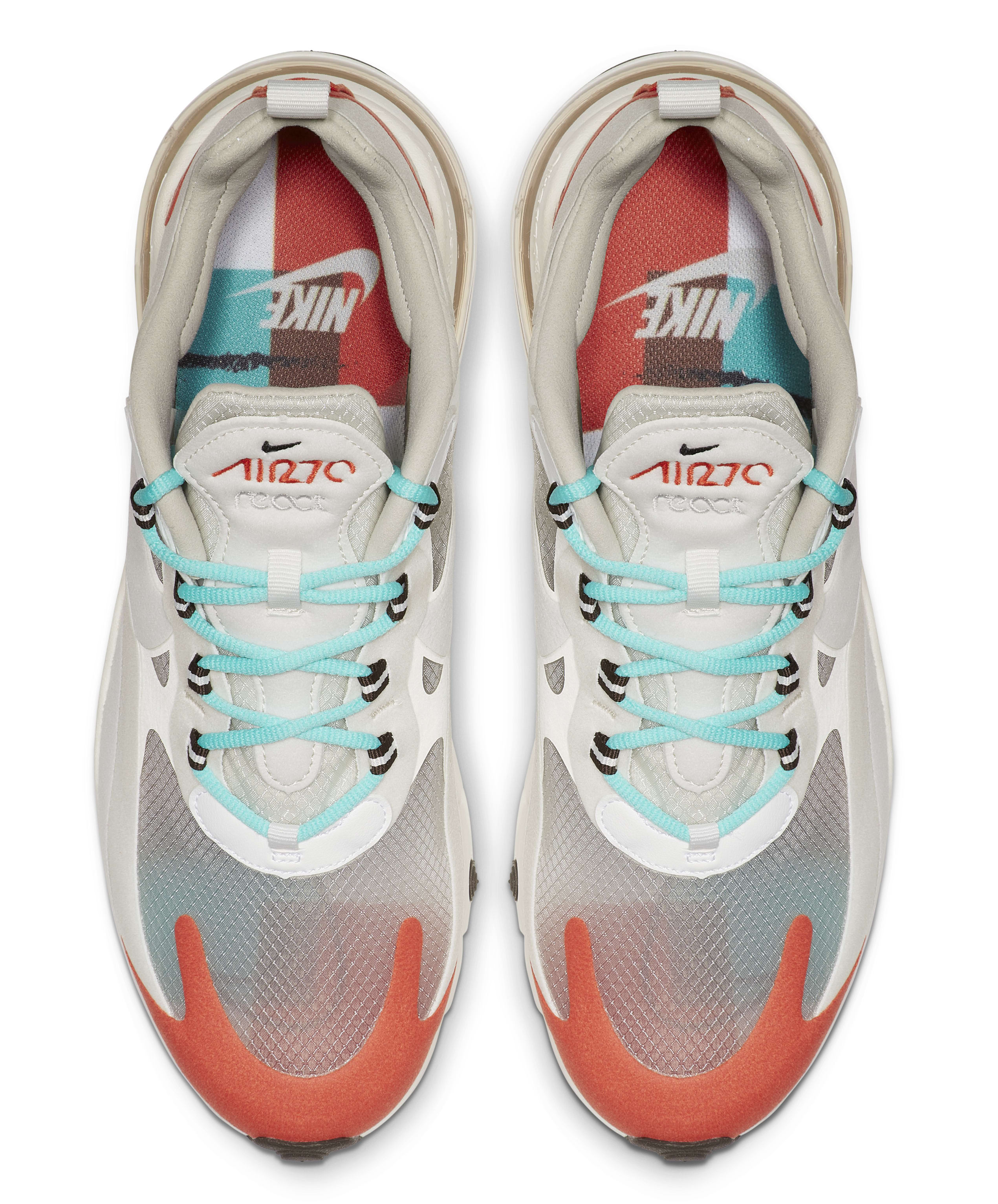 white and red nike react