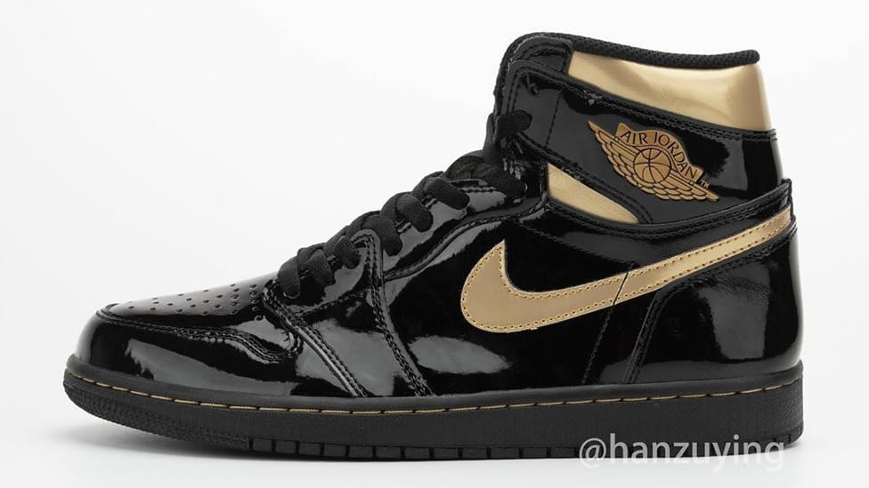 Air Jordan 1 High Black Gold Patent Release Date 555088-032 Profile Left