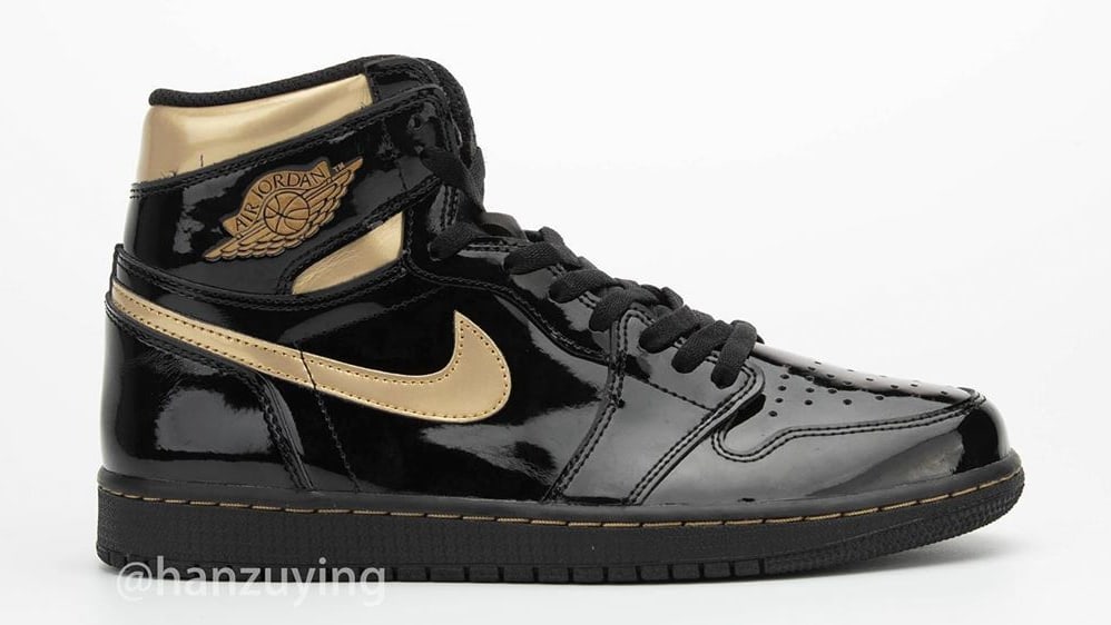 Air Jordan 1 High Black Gold Patent Release Date 555088-032 Profile Right
