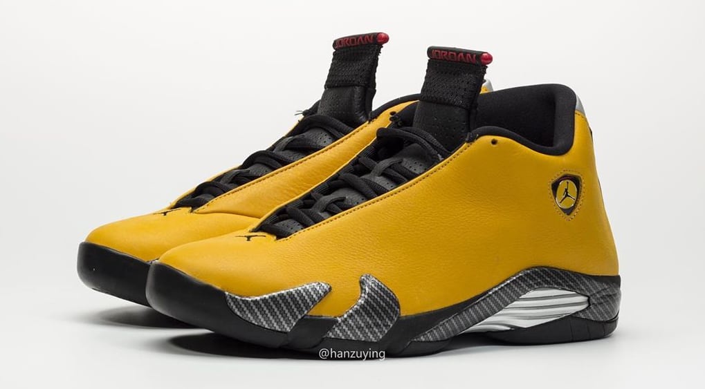 black and yellow jordan 14s