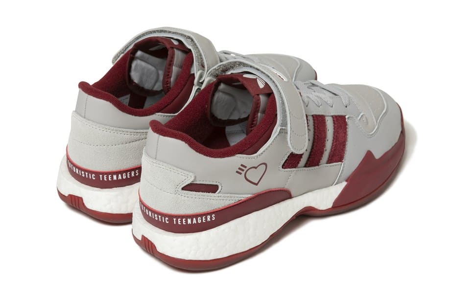 Human Made x Adidas Forum Lo Grey/Red Heel