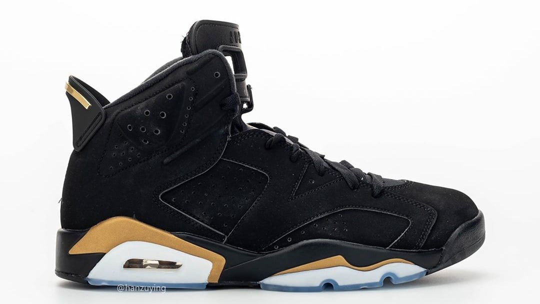 gold and black jordan 6s