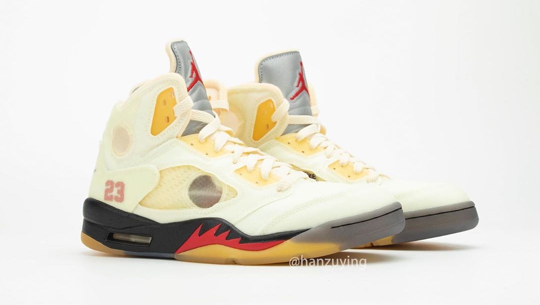 Off White X Air Jordan 5 Sail Red Dh8565 100 Sole Collector