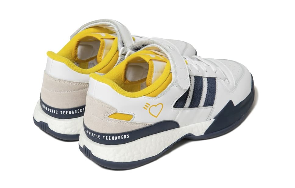 Human Made x Adidas Forum Lo White/Navy Heel