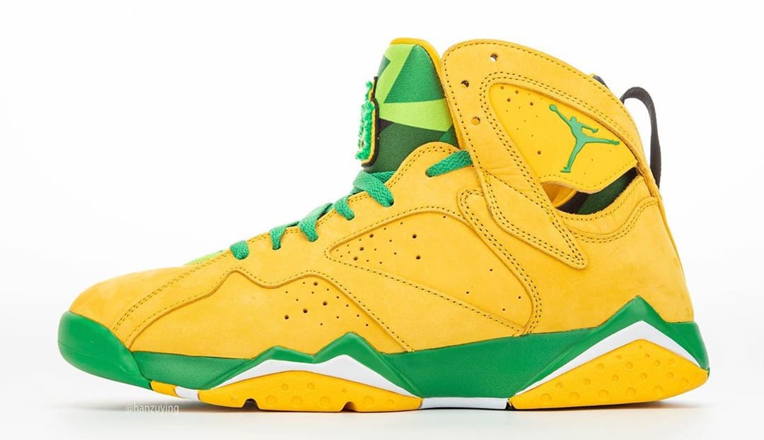 green and yellow jordan 7