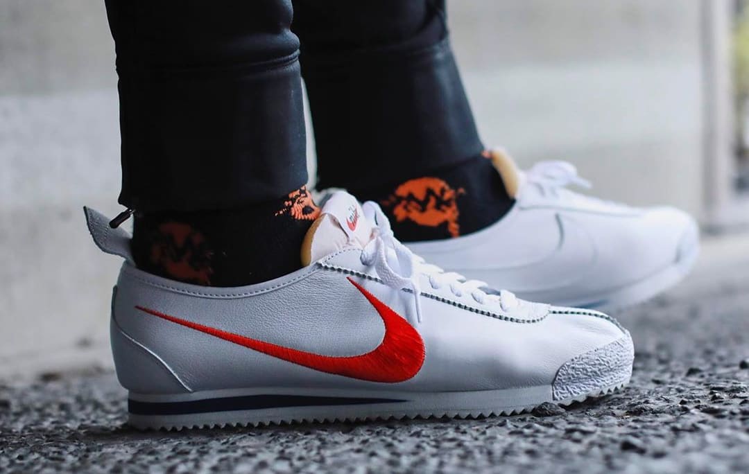 cortez shoes white and red