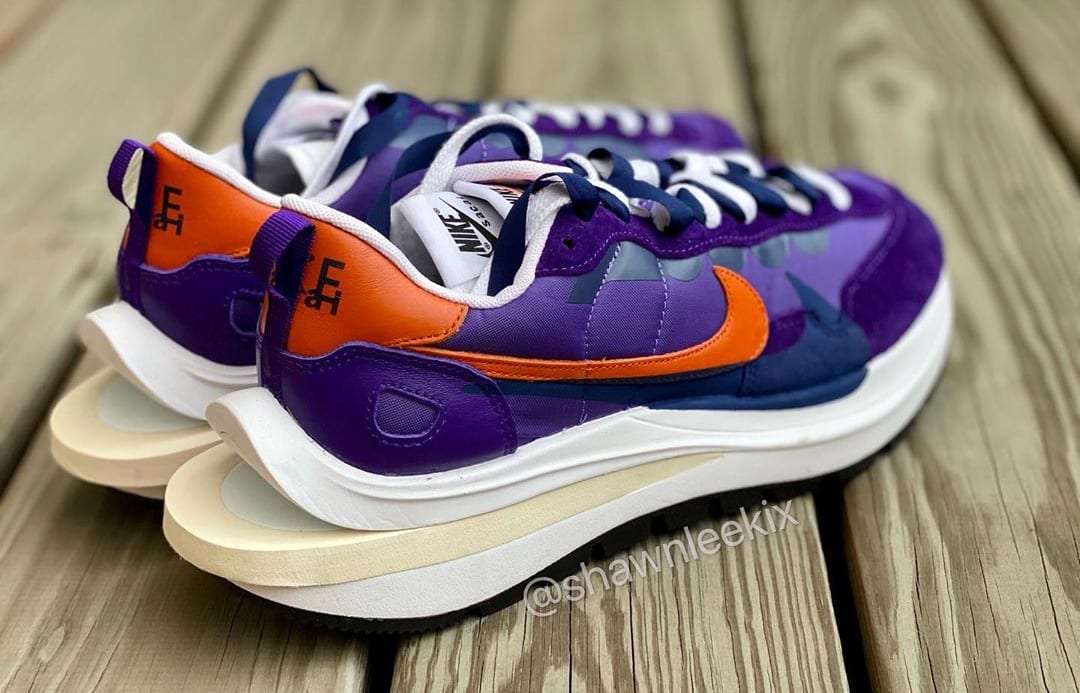 Sacai x Nike Vaporwaffle 'Dark Iris/Campfire Orange-White' Heel