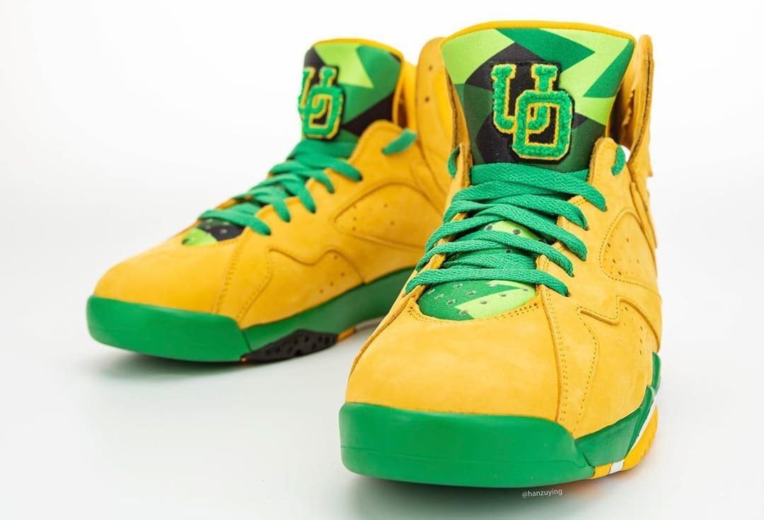 green and yellow jordan 7