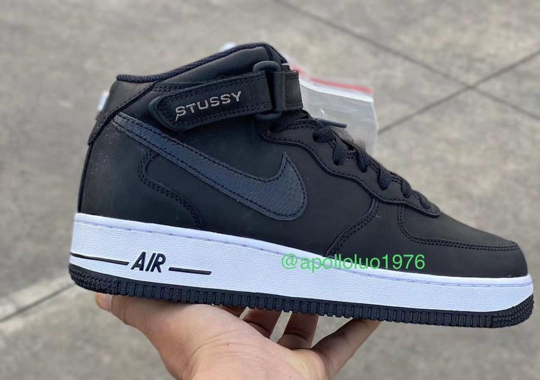 Stussy x Nike Air Force 1 Mid Collab Black Lateral