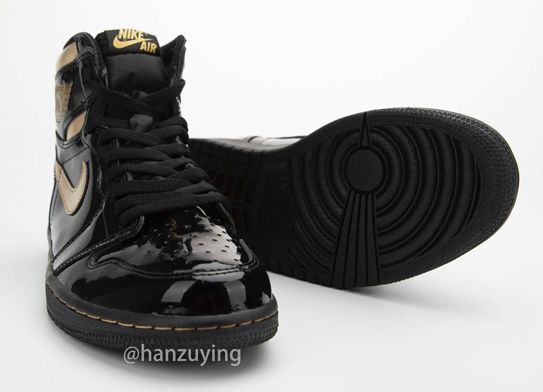 Air Jordan 1 High Black Gold Patent Release Date 555088-032 Front