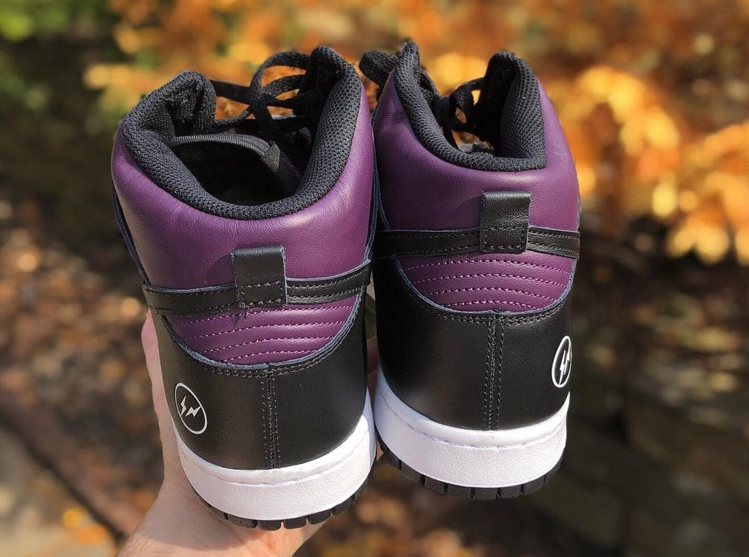 Fragment x Nike Dunk High Wine/Black/White 'Beijing' (Heel)