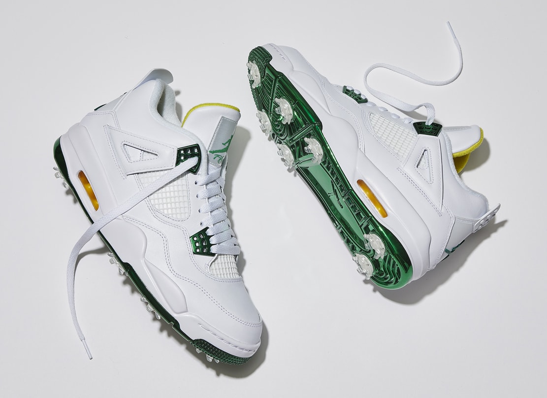 green and white jordan golf shoes