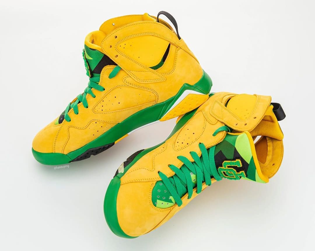 green and yellow jordan 7