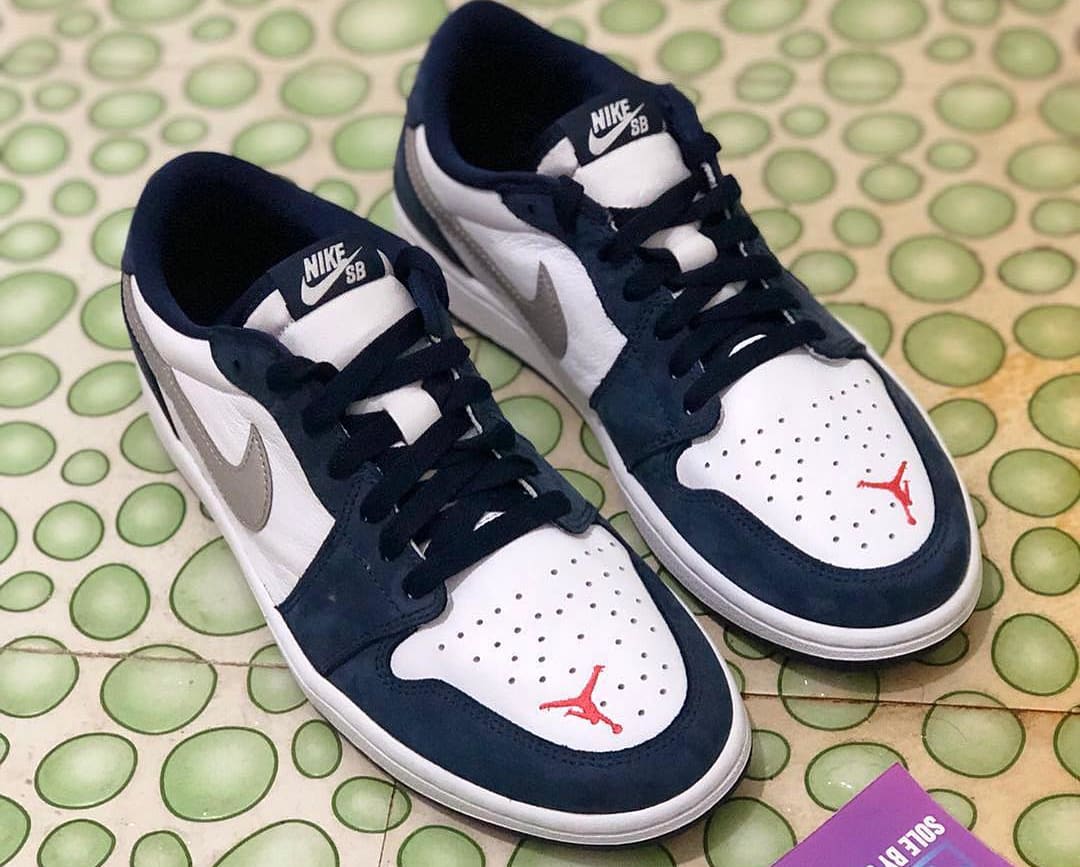 Nike Sb X Air Jordan 1 Low Dark Powder Blue White Midnight Navy Metallic Silver White Release Date Sole Collector