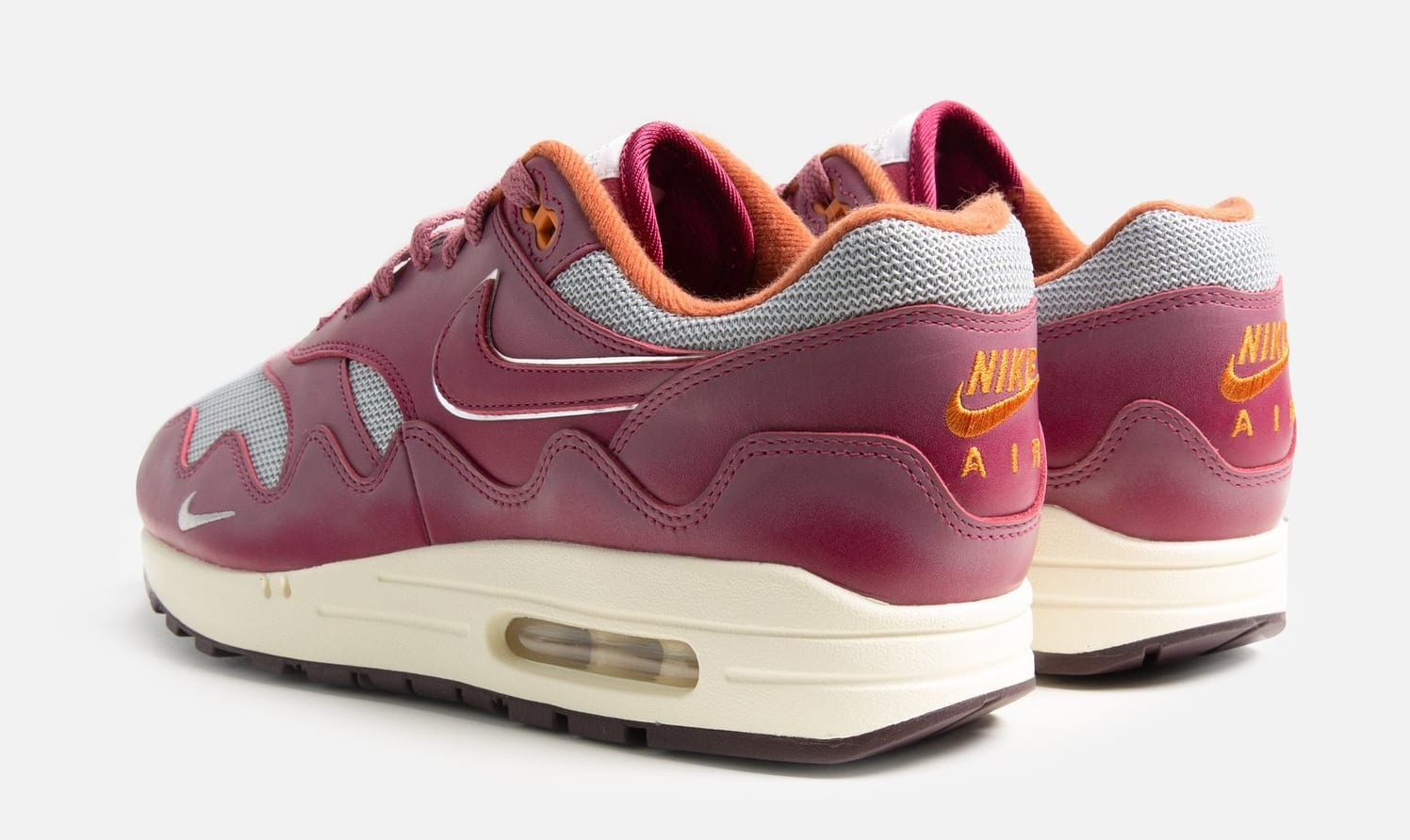 Patta x Nike Air Max 1 'Rush Maroon' Calcanhar