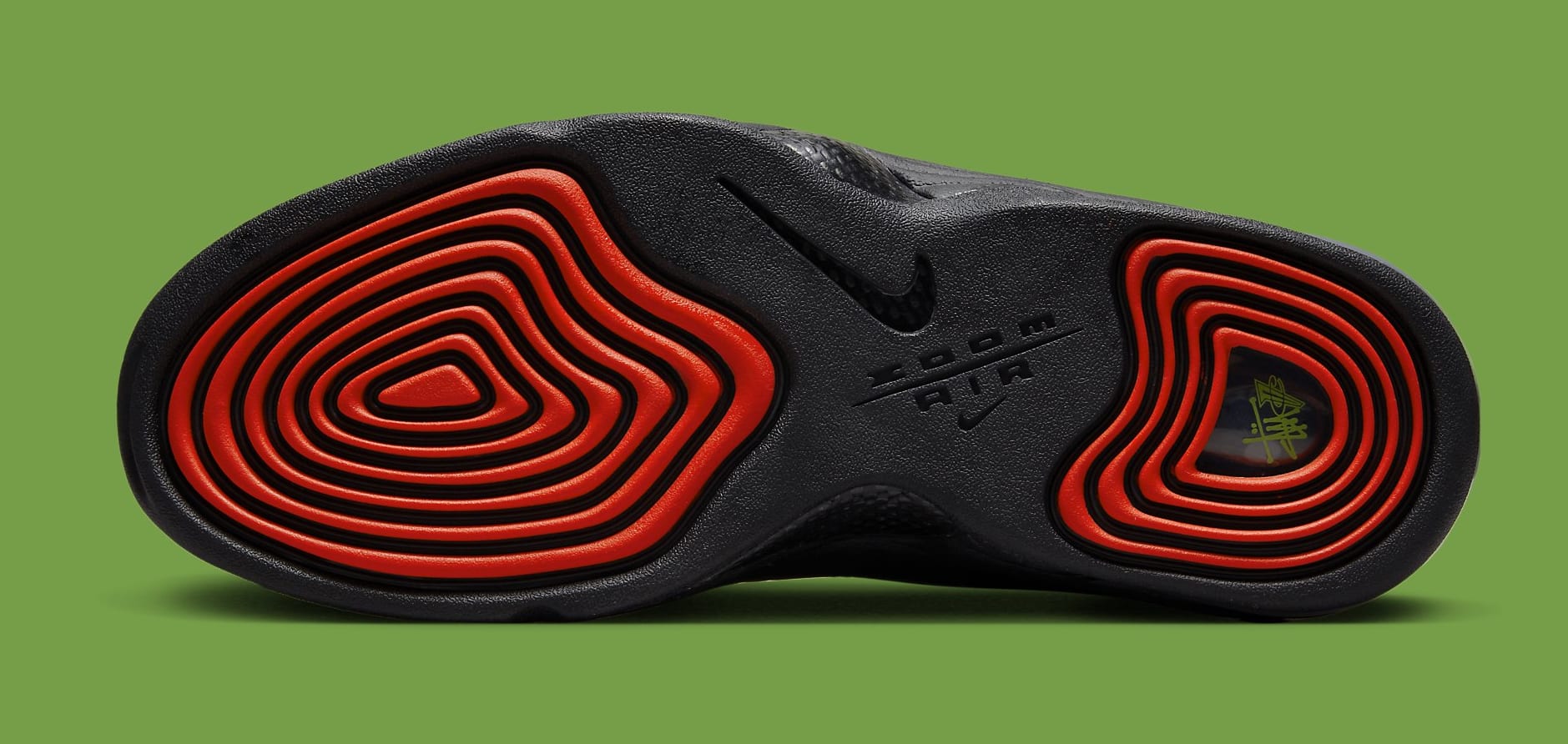 Stussy x Nike Air Penny 2 Black/Green DX6933 300 Outsole
