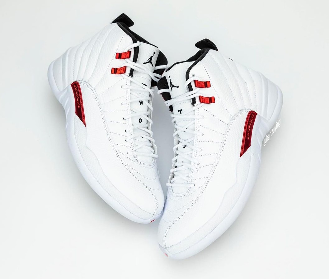 red and white jordan 12's