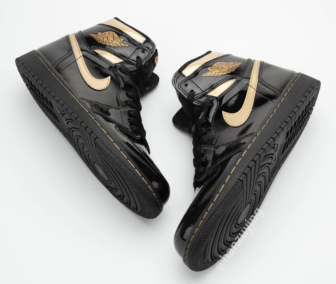 Air Jordan 1 High Black Gold Patent Release Date 555088-032 Top